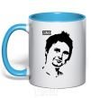 Mug with a colored handle Muse Matthew Bellamy sky-blue фото