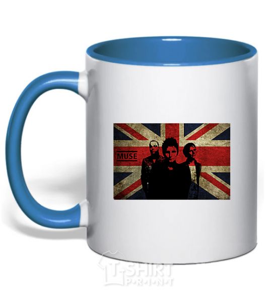 Mug with a colored handle Muse flag royal-blue фото