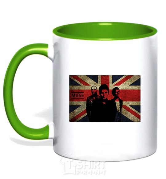 Mug with a colored handle Muse flag kelly-green фото