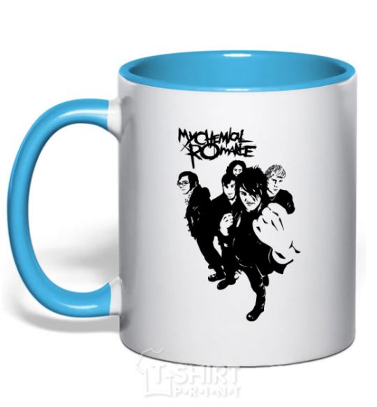 Mug with a colored handle MCR sky-blue фото