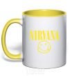 Mug with a colored handle Nirvana logo yellow фото