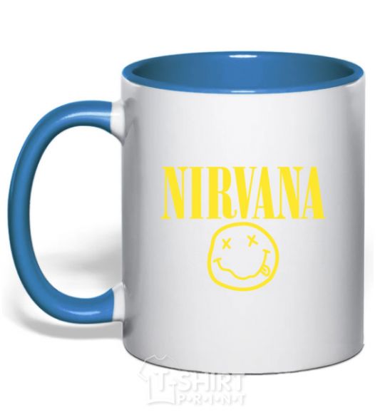 Mug with a colored handle Nirvana logo royal-blue фото