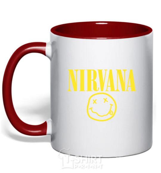 Mug with a colored handle Nirvana logo red фото