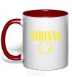 Mug with a colored handle Nirvana logo red фото