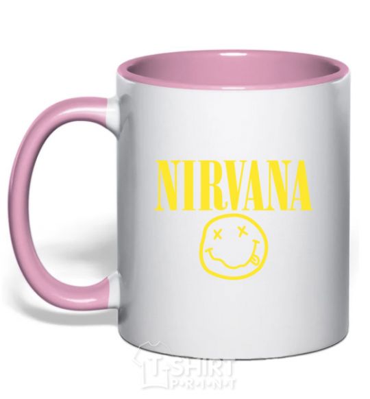 Mug with a colored handle Nirvana logo light-pink фото