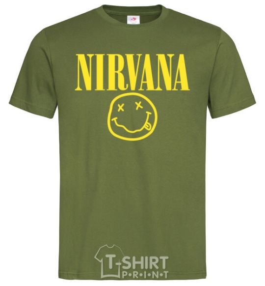 Мужская футболка Nirvana logo Оливковый фото