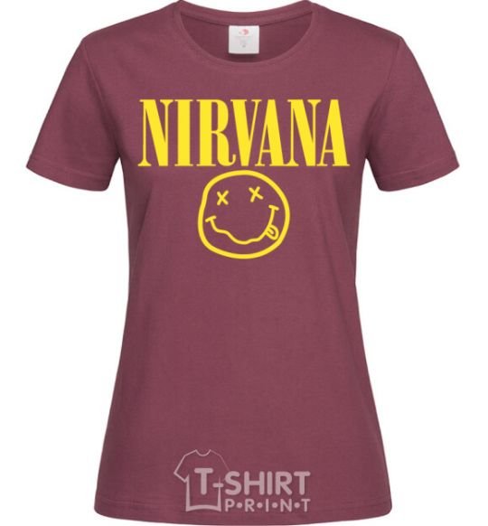 Women's T-shirt Nirvana logo burgundy фото