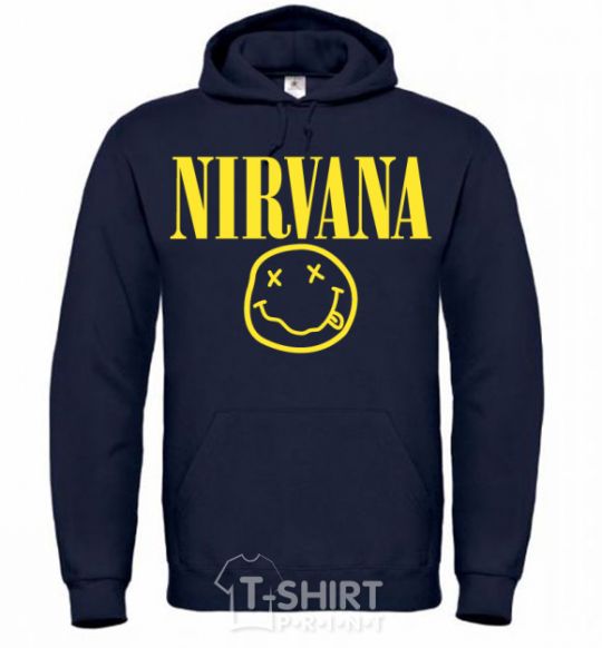 Мужская толстовка (худи) Nirvana logo Темно-синий фото