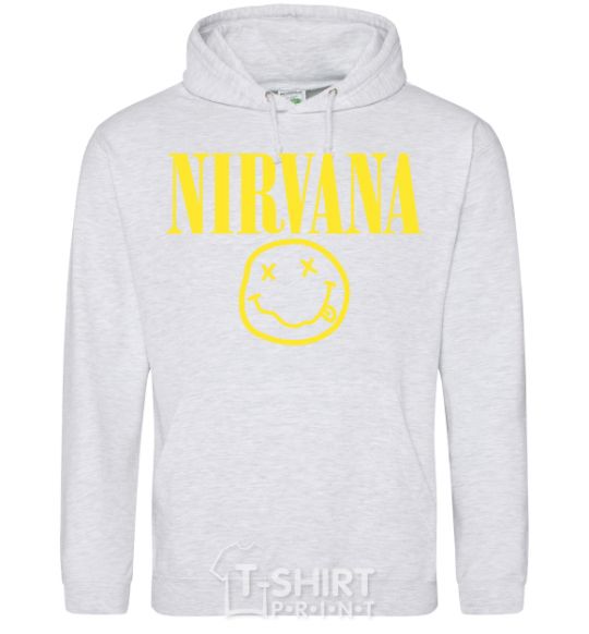 Мужская толстовка (худи) Nirvana logo Серый меланж фото