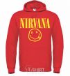 Мужская толстовка (худи) Nirvana logo Ярко-красный фото