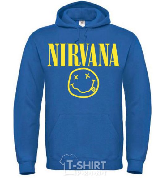 Мужская толстовка (худи) Nirvana logo Сине-зеленый фото