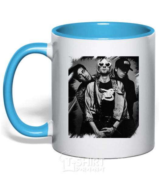 Mug with a colored handle Group sky-blue фото
