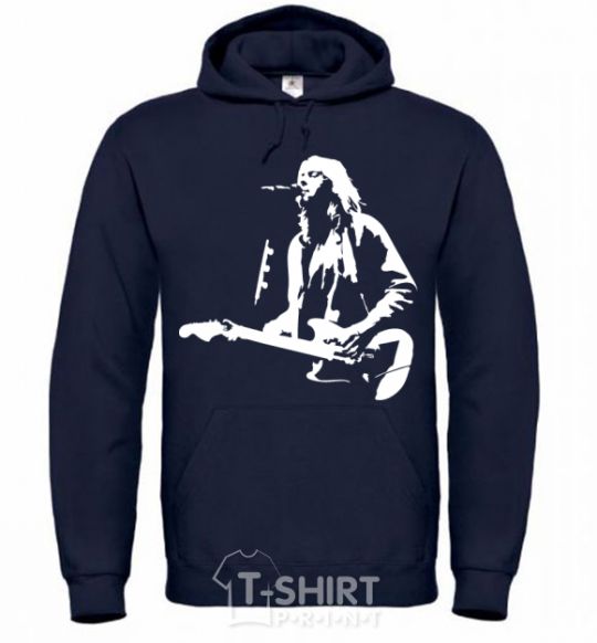 Men`s hoodie Kurt Cobain guitar navy-blue фото