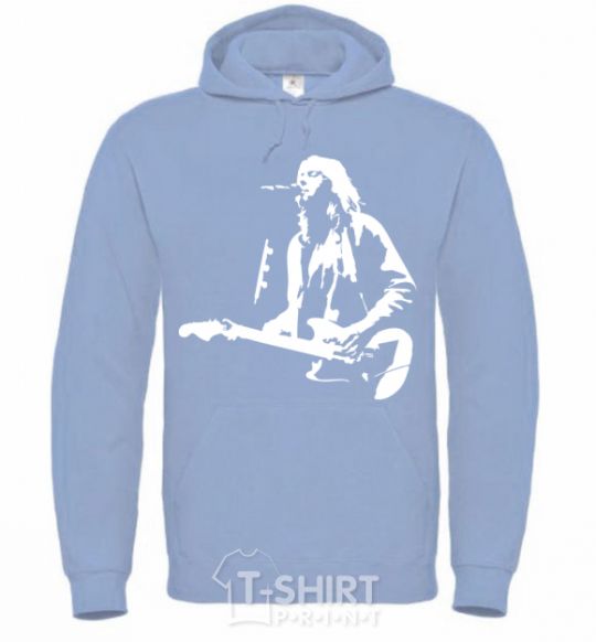 Men`s hoodie Kurt Cobain guitar sky-blue фото