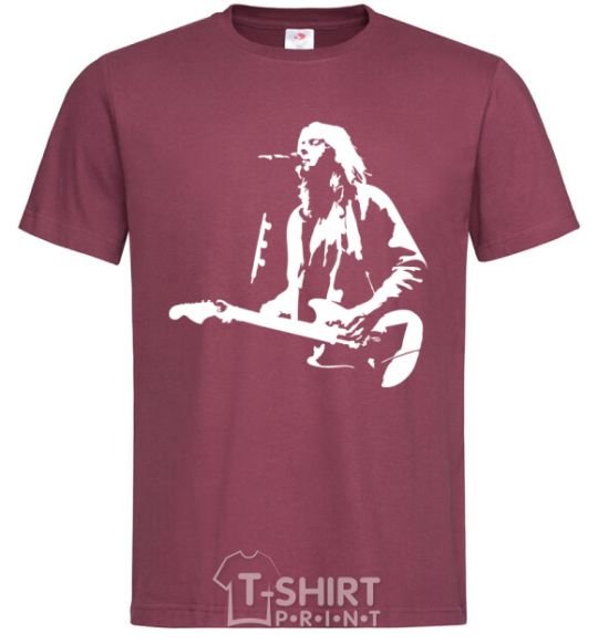 Men's T-Shirt Kurt Cobain guitar burgundy фото