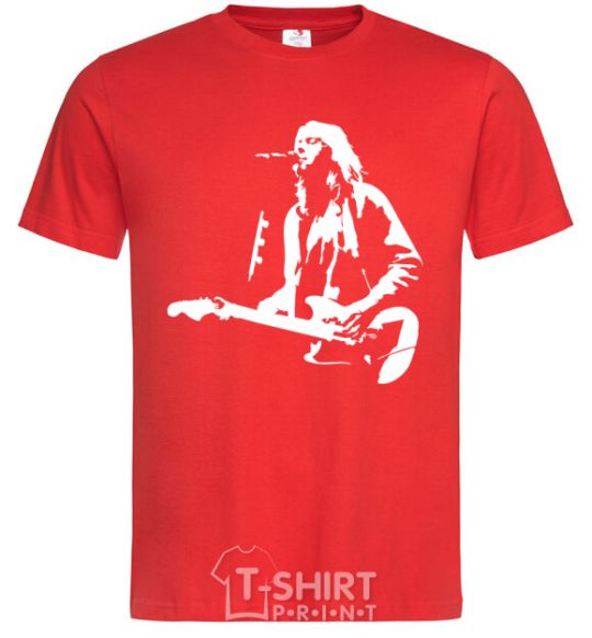 Men's T-Shirt Kurt Cobain guitar red фото