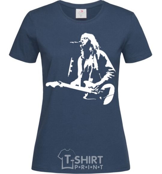 Women's T-shirt Kurt Cobain guitar navy-blue фото