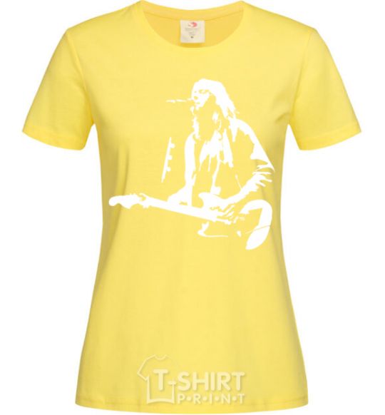 Women's T-shirt Kurt Cobain guitar cornsilk фото