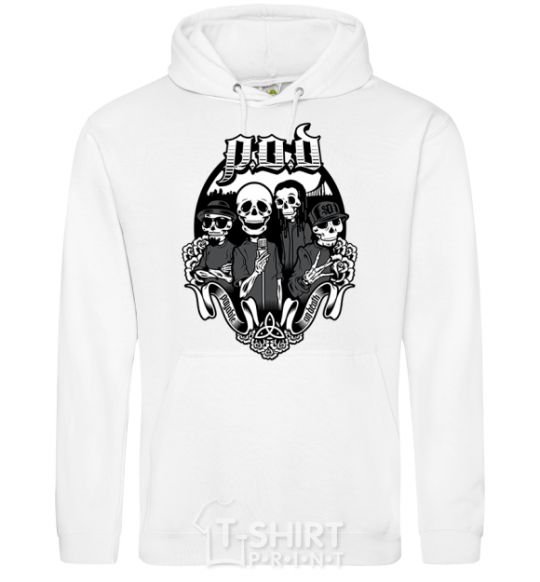 Men`s hoodie POD skeletons White фото