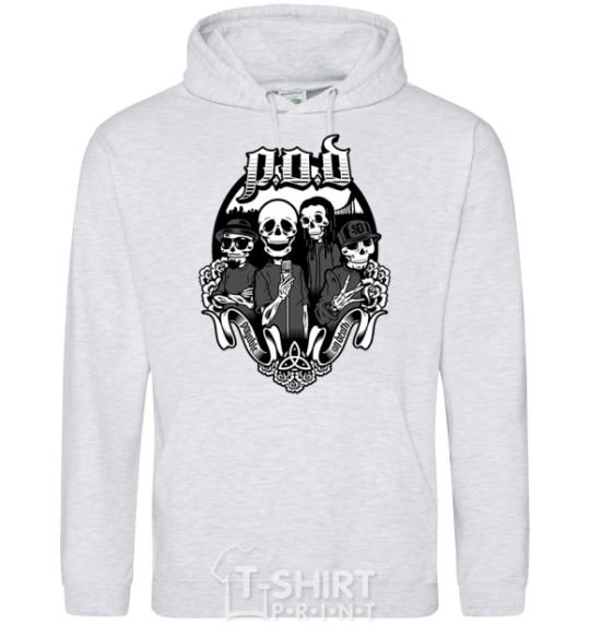 Men`s hoodie POD skeletons sport-grey фото