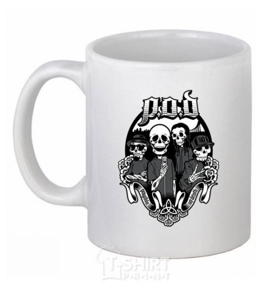 Ceramic mug POD skeletons White фото