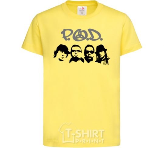 Kids T-shirt POD faces cornsilk фото