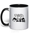 Mug with a colored handle POD faces black фото