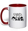 Mug with a colored handle POD faces red фото