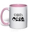 Mug with a colored handle POD faces light-pink фото