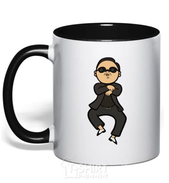Чашка с цветной ручкой Gangnam Psy Черный фото