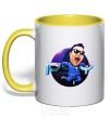 Mug with a colored handle Psy fullcolor yellow фото