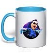 Mug with a colored handle Psy fullcolor sky-blue фото