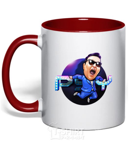 Mug with a colored handle Psy fullcolor red фото