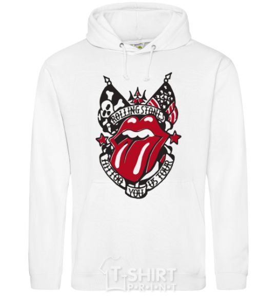 Мужская толстовка (худи) Rolling stones tattoo Белый фото