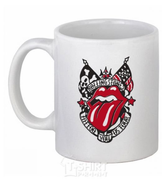 Чашка керамическая Rolling stones tattoo Белый фото