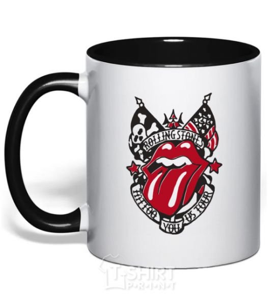 Чашка с цветной ручкой Rolling stones tattoo Черный фото