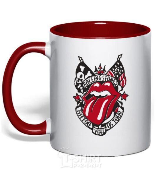 Чашка с цветной ручкой Rolling stones tattoo Красный фото