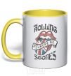 Mug with a colored handle Rolling stones europe 82 yellow фото