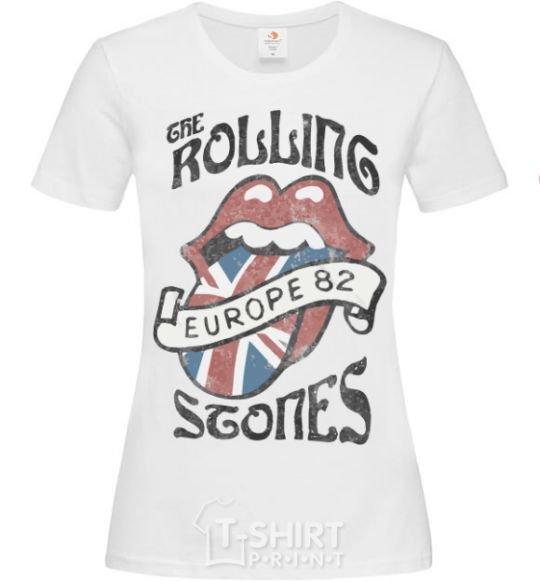 Women's T-shirt Rolling stones europe 82 White фото