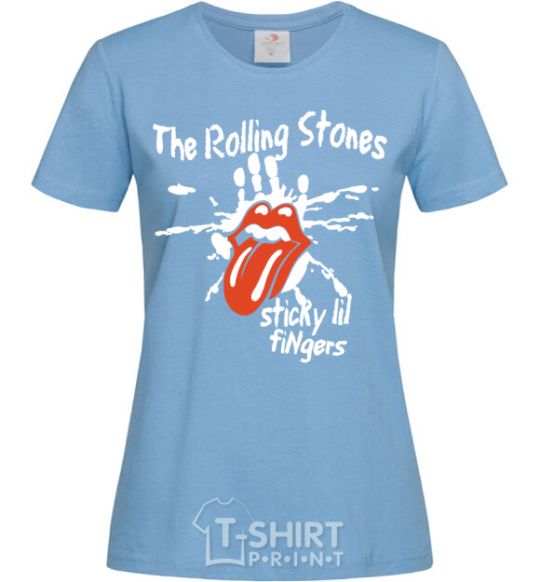 Women's T-shirt The Rolling Stones sticky fingers sky-blue фото