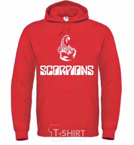 Мужская толстовка (худи) Scorpions logo Ярко-красный фото