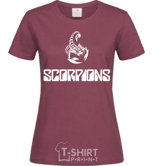 Women's T-shirt Scorpions logo burgundy фото