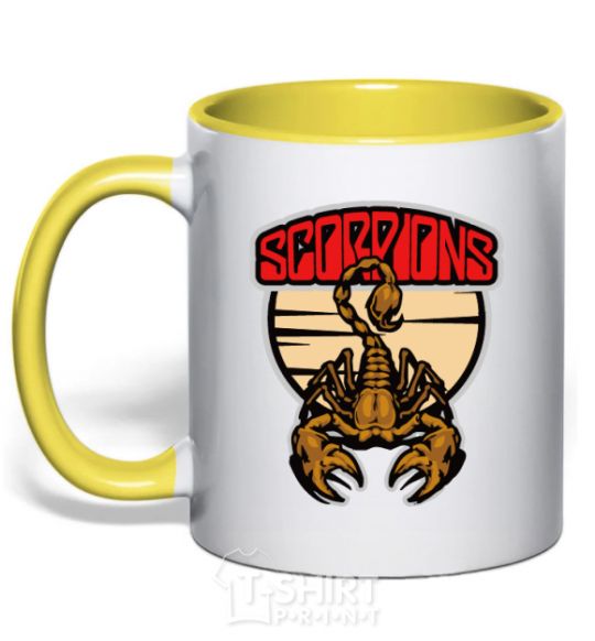 Mug with a colored handle Scorpions gold yellow фото