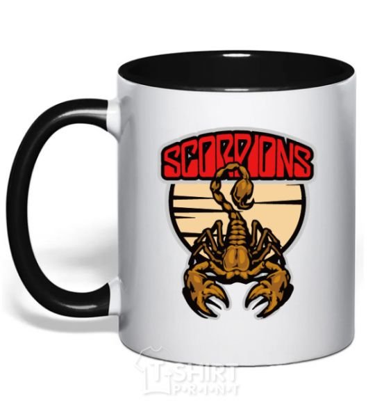 Mug with a colored handle Scorpions gold black фото