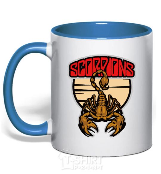 Mug with a colored handle Scorpions gold royal-blue фото