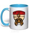 Mug with a colored handle Scorpions gold sky-blue фото