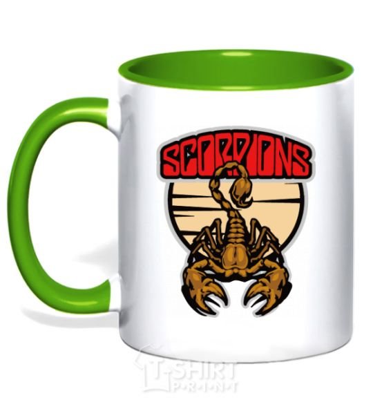 Mug with a colored handle Scorpions gold kelly-green фото