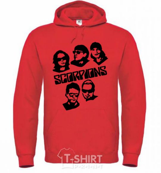 Men`s hoodie Scorpions faces bright-red фото