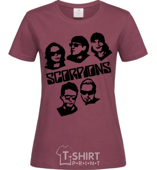 Women's T-shirt Scorpions faces burgundy фото