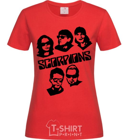 Women's T-shirt Scorpions faces red фото